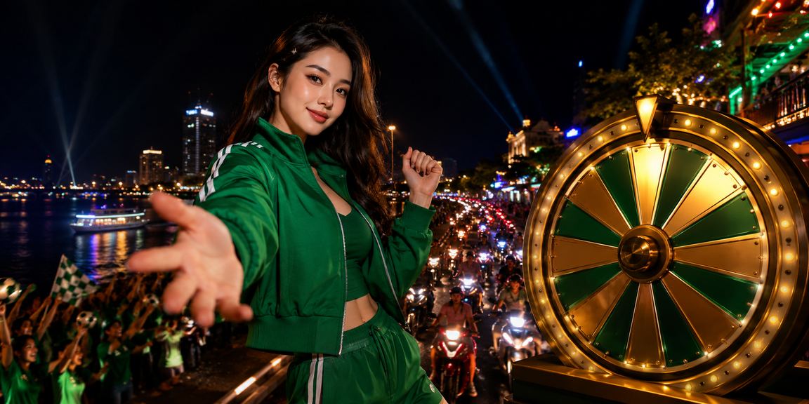 Khung cảnh đồng bằng sông Cửu Long về đêm với ánh đèn neon – biểu tượng cho trải nghiệm giải trí trực tuyến tại miền Tây